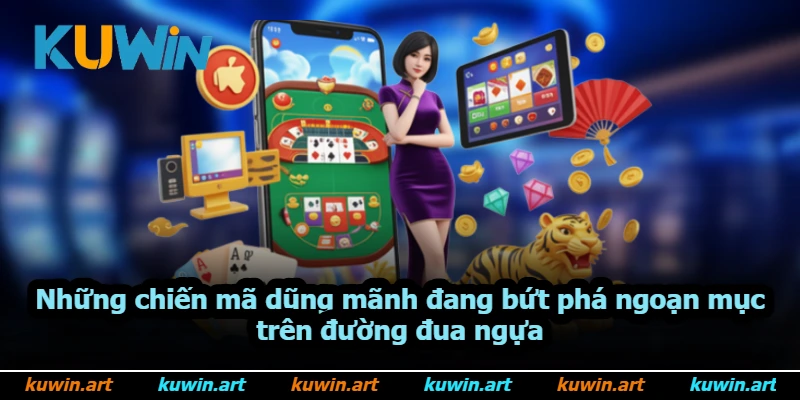 Những chiến mã dũng mãnh đang bứt phá ngoạn mục trên đường đua ngựa